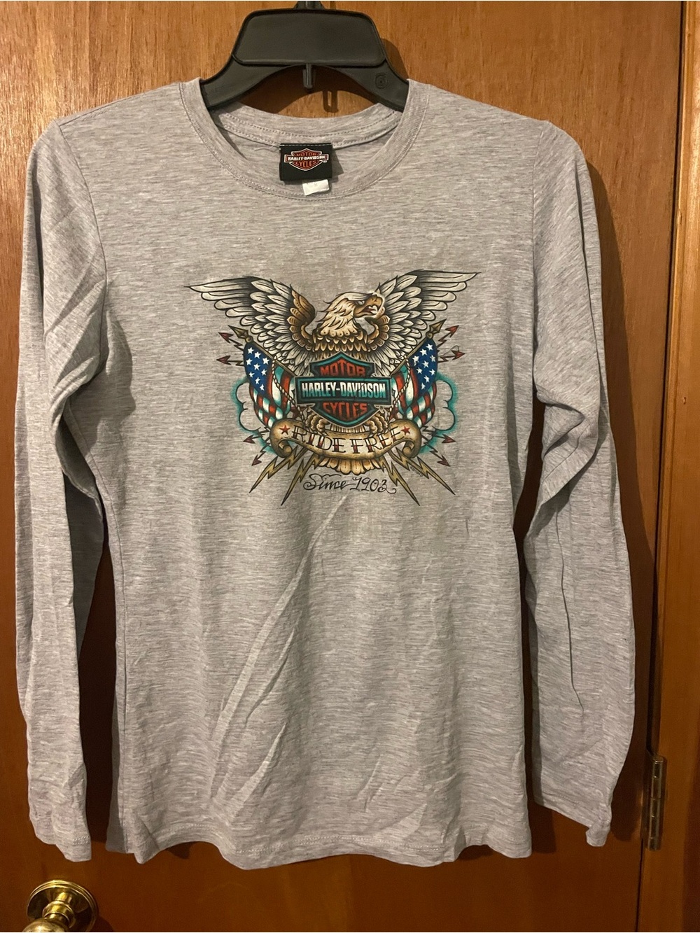Harley-Davidson Women’s Gray Long Sleeve Graphic Tee - Eagle Crest